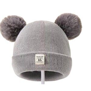 Moonlight Girls Double Pom Beanie Gray  sku6